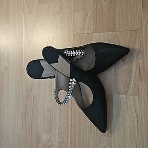 Jeweled black heels